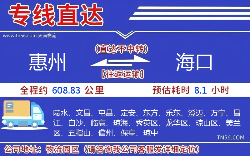 惠州到海口物流公司 惠州到海口物流公司