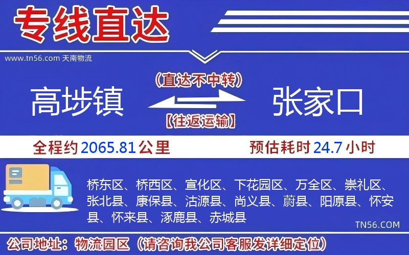 高埗镇到张家口物流公司 高埗镇到张家口物流公司