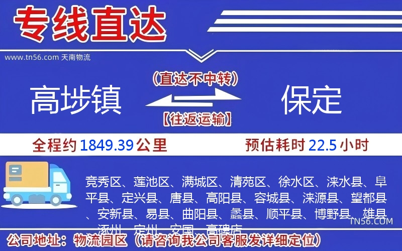高埗镇到保定物流公司 高埗镇到保定物流公司