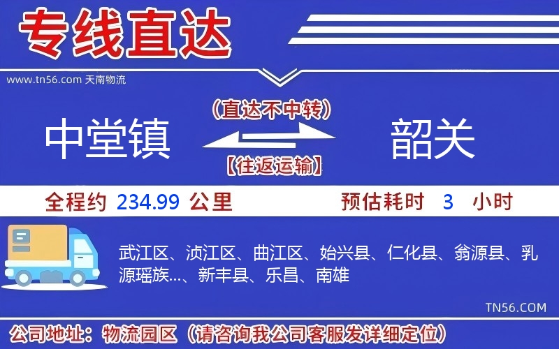 中堂镇到韶关物流公司