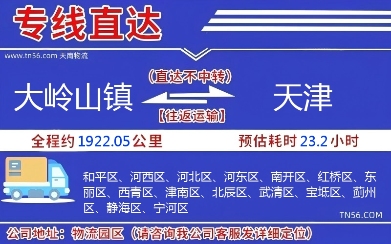 大岭山镇到天津物流公司