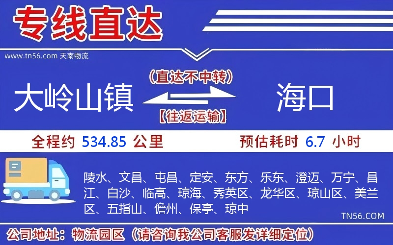 大岭山镇到海口物流公司