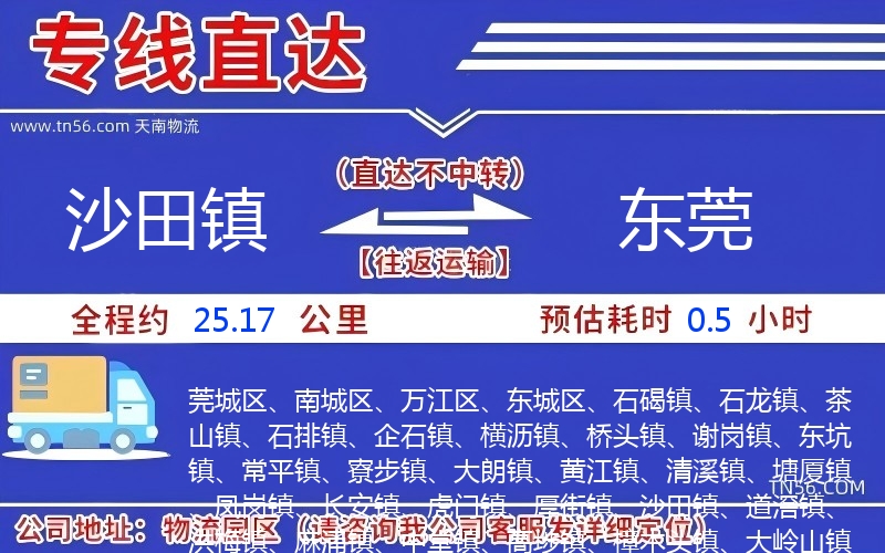 沙田镇到东莞物流公司 沙田镇到东莞物流公司