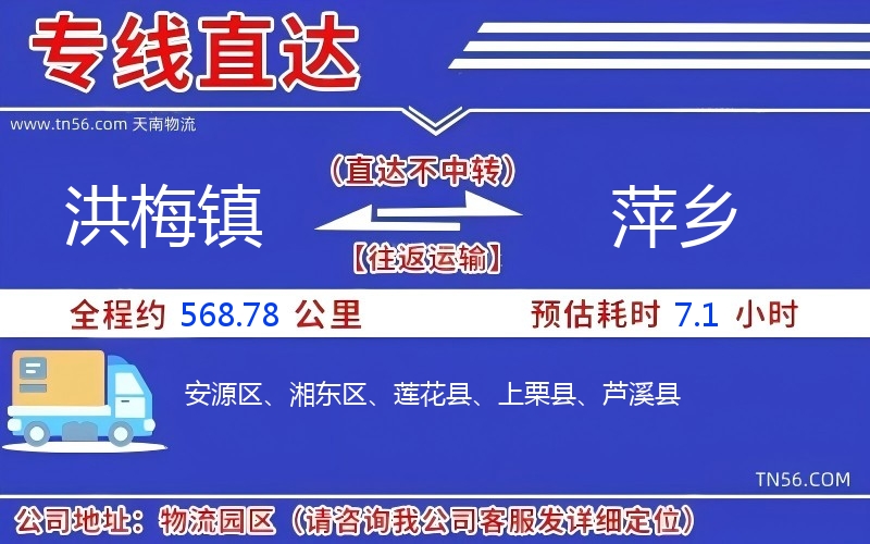洪梅镇到萍乡物流公司 洪梅镇到萍乡物流公司