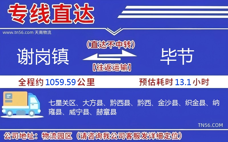 谢岗镇到毕节物流公司 谢岗镇到毕节物流公司