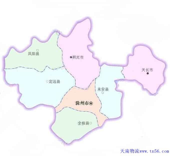 东莞到滁州市物流舆图